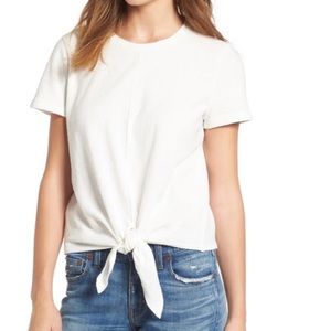Madewell White Modern Tie Front Tee